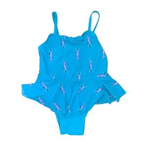 Old Navy Aqua Mermaid One Piece Peplum Swim Suit Girls Size 5T